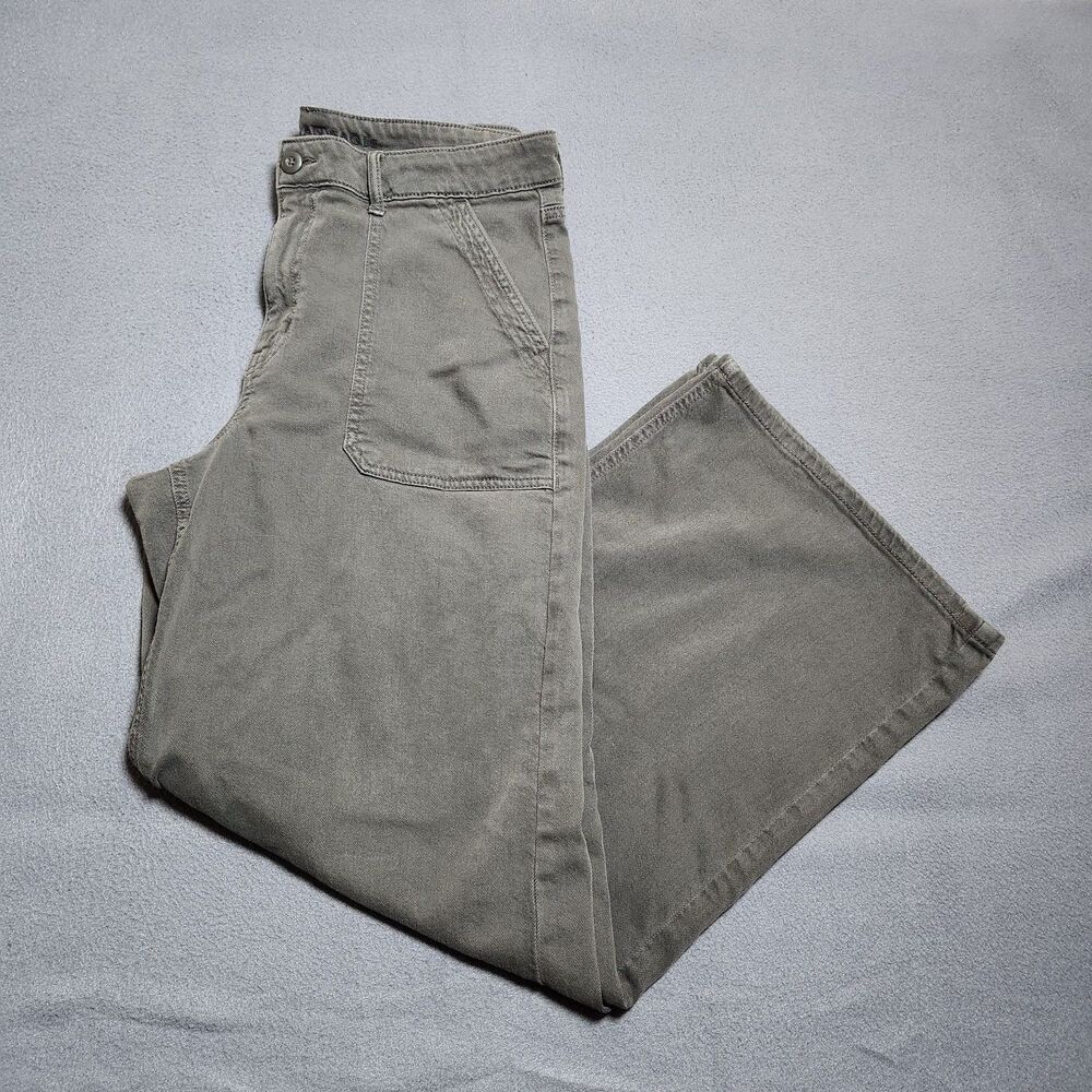 American Eagle Pants Women 12 Green Super High Rise Baggy Wide Leg